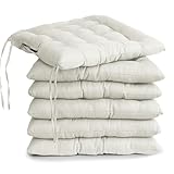 MANEMI Pack 6 Cojines para Silla 40x40x5cm - Cojín Decorativo con Textura de Bambú para Silla, Sofá o Comedor - Juego de Cojines de Asiento Estilo Rústico y Transpirable con Cintas de Sujeción
