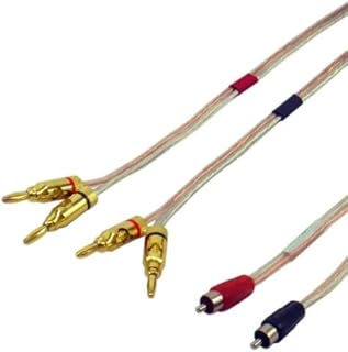 16 AWG Speaker wire with RCA Male to 1 pair Banana Plugs - Pair (Red/Black), 15 Foot
