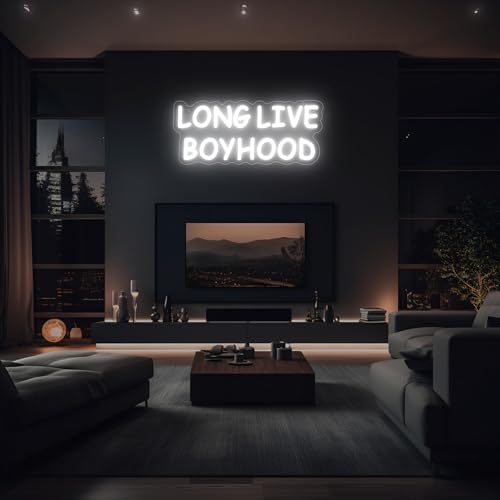 Image of Long Live Boyhood Neon Signs for Wall Decor, Dimmable Boys Room Classroom Neon Sign, USB Powered Kids LED Neon Light for Christmas Birthday Kid's Gift, Thanksgiving Gift (13.77 * 5.9in)