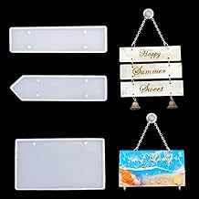 iSuperb 3PCS Silicone Molds for Resin Rectangle Doorplate Epoxy Crystal Mold DIY Tablet Pendant Door Hanging Welcome Sign Plates, Road Street Sign Making Model Rectangle