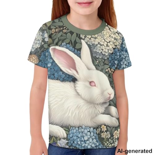 Image of Novelty 3D Graphic T Shirts for Kids Crew Neck Funny Animal Print Short Sleeve Girls Tshirts 3-16 Years