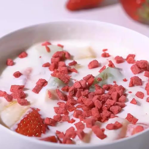 Trozos de Fresas Liofilizadas Premium 8.8 Oz/250g, Fresas Crujientes en Cubitos Secas, 100% Naturales y Sin Aditivos, Sin Azúcar (8.8 oz)