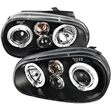 Instyleparts Dual Halo Projector Headlights (Black Housing/Clear Lens) Made for and Compatible with 1999-2006 Volkswagen Golf Mk4 GTI/R32 Cabrio