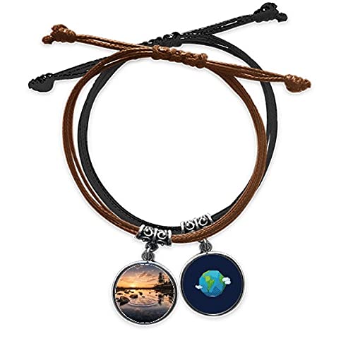 Pulsera de cuero y cuerda con motivo de ciencia y tierra para regalar