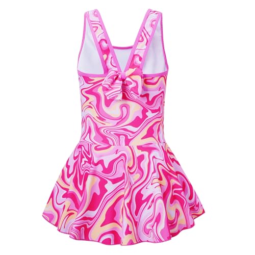 Image of Akokvlar Girl One Piece Swimsuit with Skirt Bathing Suit Swimwear 3-16Y