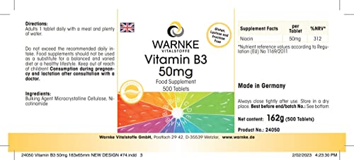 Vitamin B3 Nicotinamid 50mg – Veganes Nahrungsergänzungsmittel