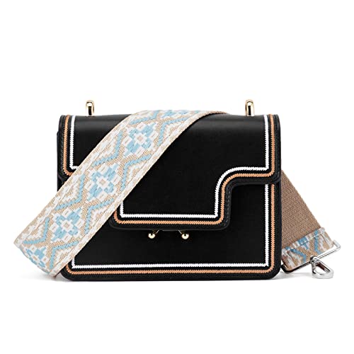 Image of Silvery Buckles Wide Shoulder Strap Adjustable Replacement Belt Crossbody Canvas Bag Handbag