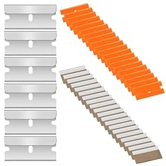 Flintronic 40 Pezzi Lame di Ricambio per Raschiett, per da 40mm Raschietti, 20 Pezzi Lame a in Acciaio Inox e 20 Pezzi Plastica, per Vetro per Cucina, Colore, Decalcomanie, Piano Cottura e Forno