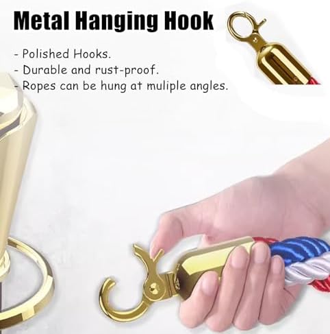 3 Pack Cream Stanchion Rope - 60cm Twisted Hemp Queue Line for Hospitals & Events, Durable Red Carpet Barrier Rope for Crowd Control & Safety