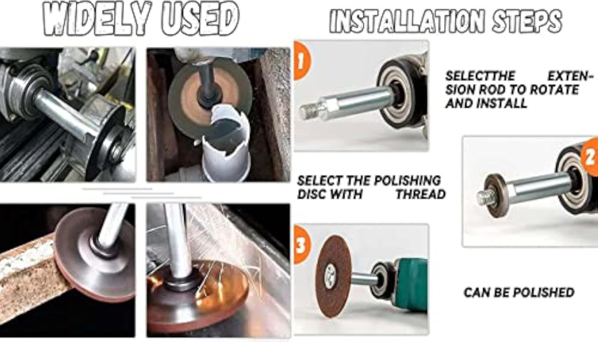 2-Inch Extension Rod for Polisher, Stainless Steel Alloy