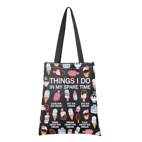 G2TUP Ice Cream Lover Gift My Spare Time Ice Cream Tote Bag Popsicle Handbag Foodie Funny Dessert Lover Gift