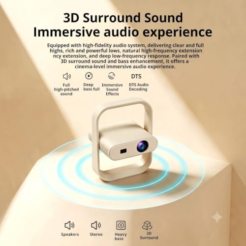 Image of TECHNOVIEW Projector, 1080p and 4k HD Supported, Electric Focus & Auto Keystone, Support All OTT Apps, 180 Gimbal Stand, Upto 100 inch Screen