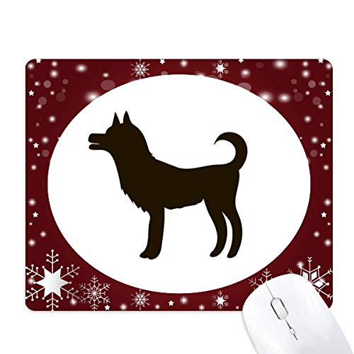 Tapis de souris chien noir mignon avec flocons de neige en hiver pour bureau