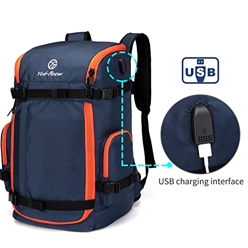 Ycd-Flocw Ski Boot Bag Backpack, 50L Large Capacity Water-Resistant Padded Ski Travel Bag & Snowboard Boot Bag For Ski Boots, Helmet, Goggles, Clothes, Gloves, Snowboard Gear (Dark Blue) #TOP3