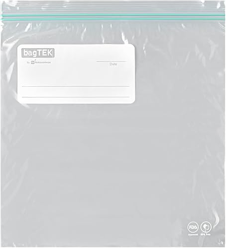 Miniatura 10 de Restaurantware Bag Tek - Bolsas de almacenamiento con cremallera de 1 galón, 25 bolsas desechables con cremallera, bolsas de plástico transparente a