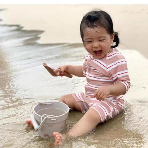 Image of Girls One Piece Swimsuit Zipper Long Sleeve Rash Guard Green Striped Sunsuit Seersucker Bathing Suit with Ruffle Butt