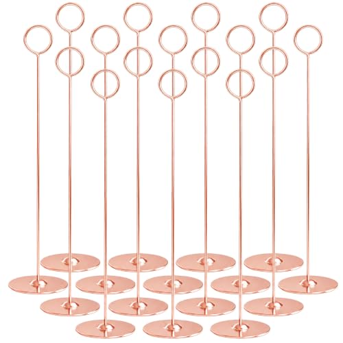 Urban Deco 12 Inch Rosegold Steel Place Card Holder,16 Pack Table Number Holder,Table Card Stand,Table Number Stand for Photos, Food Signs & Memo Notes, Weddings, Restaurants, Birthdays