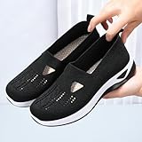 Wide fit Trainers for Women Slip On Trainers Women Wide Fit Ladies Breathable Mesh Walking Running Shoes Comfortable Arch Support Soft Sole Athletic Tennis Try Before You Buy Womens Black 5.5 - Image 4