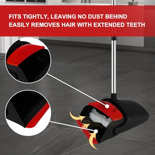 UDUK Broom and Dustpan Set for Household, Red Broom with Dustpan Combo Set, 51" Long Handle Dust pan Set for Dog Cat and Hair Clean by UDUK - Image 5