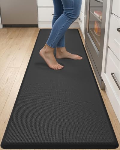 DEXI Kitchen Mat Cushioned Anti Fatigue, Extra Long Large Comfort Standing Floor Mats Waterproof, Memory Foam Antifatigue Runner Rug for Desk Office, Sink, Laundry, 70x20, Black