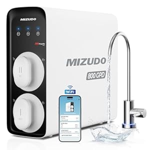 Smart WiFi 800GPD RO System with App Control, MIZUDO Tankless Reverse Osmosis Water Filter Under Sink, NSF/ANSI 42&58&372 Certified, 3:1 RO Water Filtration System, 8 Stage&36-Month RO Filter