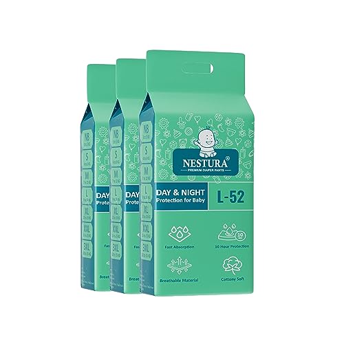 Image of Baby Diaper Pants Large (L) Pack of 3, 156 Count, (9-14 kg)