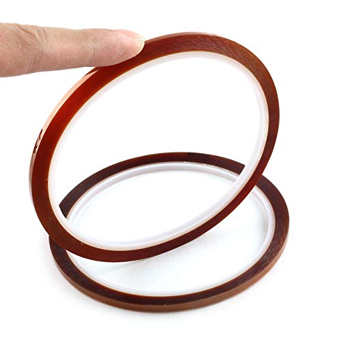 Image of E-outstanding 3pcs 1 /8 inch Tawny Polyimide Single Silicone Adhesive Tape 3mmx33m High Temperature Resistant Tape for Masking, Welding, PCB Gold Finger Protection, Electronic Adhesive Insulation