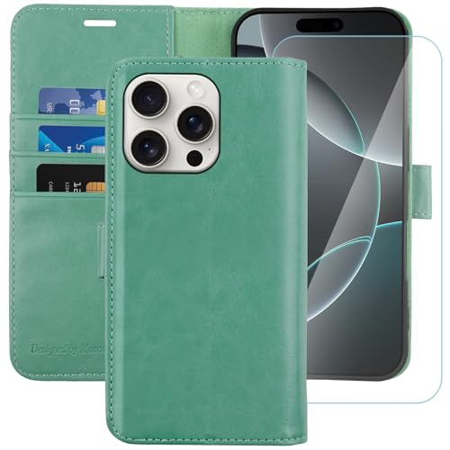 MONASAY Wallet Case for iPhone 16 Pro with 3 Card Holders - Mint