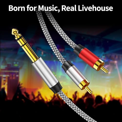 Image of RCA to 1 /4 Cable 20FT, 1 /4 TRS to RCA Y Splitter Cable, 1 /4 to Dual RCA Audio Cable