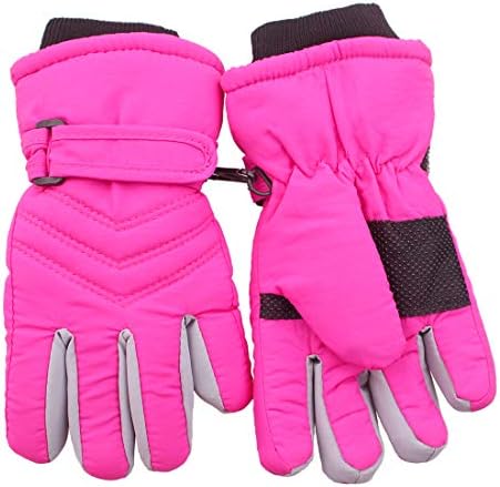 kimmyku Pink Waterproof Toddler Girls Winter Gloves,Gloves for Toddler Girls Boys Thinsulate Ski Driving Snow Gloves Pink 3-4-5-6-7-8years