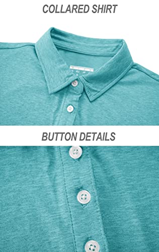 Tacvasen Women's Polo Shirts For Work Quick Dry Shirt Short Sleeve Golf Collared Shirt Casual Tops, Light Green, L #TOP4