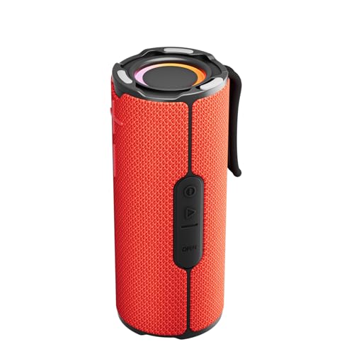 Image of BYANDBY Bluetooth Speaker with IPX5 Waterproof 2 Portable, Long Playtime, Wireless Stereo Pairing, 12W Stereo Sound, BT 5.3, Bassup, Electronics for Home, Shower, Outdoors, Travel(Red)