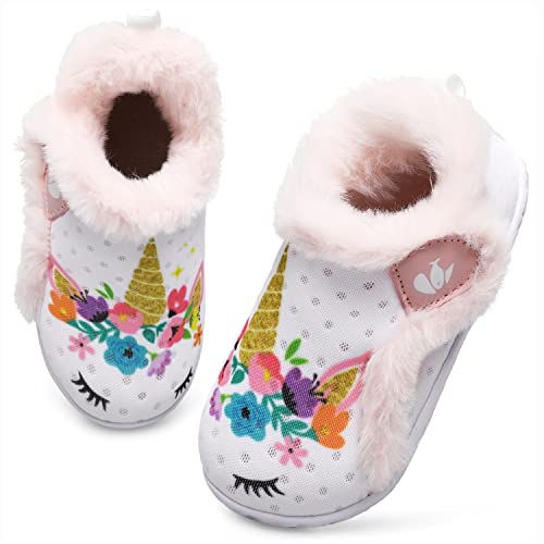 Jiasuqi LF-ZT-JEA03-WHITEHORSE-170 Kids Girls Boys Warm Fur Plush Cozy House Bedroom Slippers Winter Walking Shoes White Horse 9-10 Toddler thumb #2