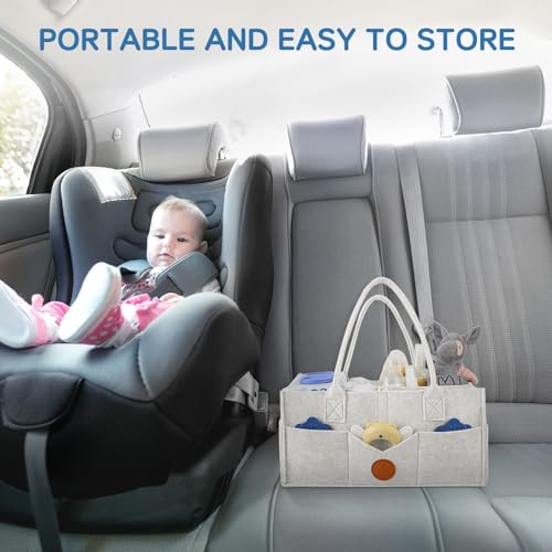 image for Maliton Baby Diaper Caddy, Car Organizer with Handle, Felt Diaper Cadd