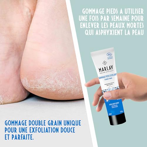 Marlay Cosmetics - Gommage Pieds Exfoliant 100 ml - Peeling Pied - Crème Exfoliante Bio Soin des Pieds - Aloé Vera, Beurre Karité, Huile Jojoba - Peaux Sèches - Fabriqué en France - Yuka 100/100 – vue 3