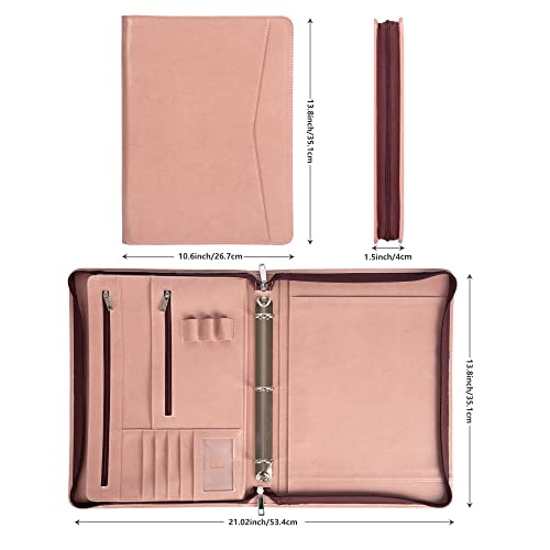 [Free Name Engrave] Azxcg Leather Pafolio With 3 Ring Binder For Us Letter Size, Portfolio Business Padfolio Organizer For Women,Vegan Leather Folder,A4 Notepad Holder,Work Porfolio #TOP5