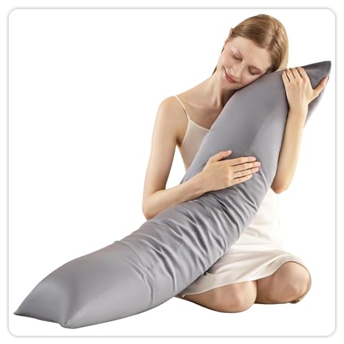 MIOTO Weighted Body Pillow for Adult（48" x 14"） - Weighted Pillow for Better Sleep, Cooling Body Pillow with Tencel Cover, Long Pillow for Bed, Ideal Side Sleeper Pillow, 8lbs