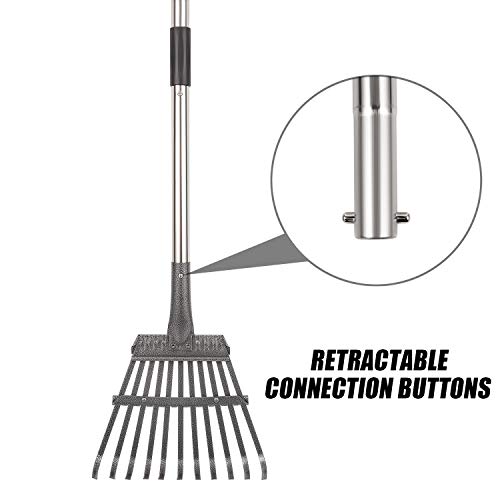 Yangbaga Rakes for Lawns Leaf Rake, 30.7”-50”Adjustable Garden Rake 8.7