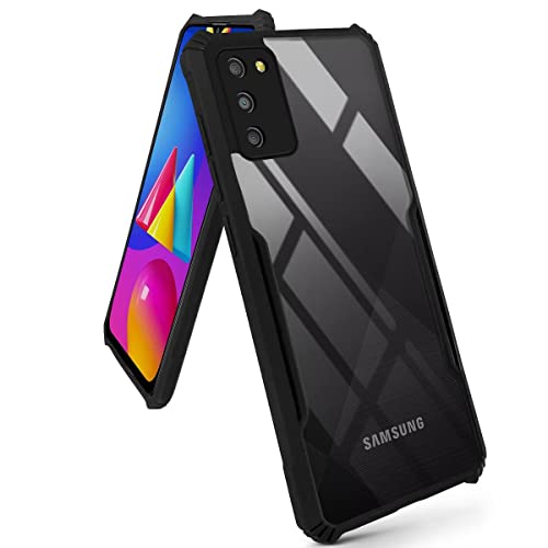 Image of Jkobi Back Cover Case for Samsung Galaxy M02s (Crystal Glass Back | Camera Protection | Shockproof | Professional Black)