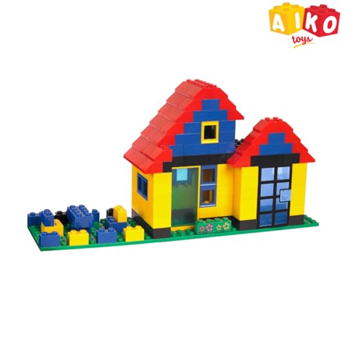 Image of AIKO Town House Set No.5 | 240 Premium ABS Plastic Building Blocks | Multi-Colour Construction Toy for Kids | STEM Educational Blocks with Idea Book | Best Gift for Boys & Girls