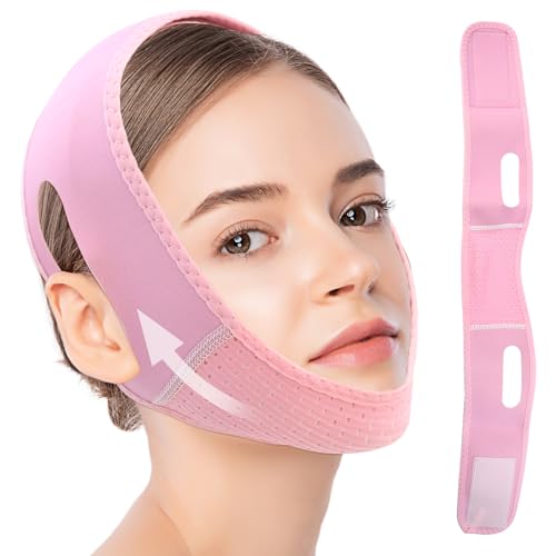 Face Former Doppelkinn Entferner Schnarchmaske Wiederverwendbare V-Linien-Gesichtsmaske & Doppelkinn Maske Verstellbarer Kinnriemen für Frauen und Männer