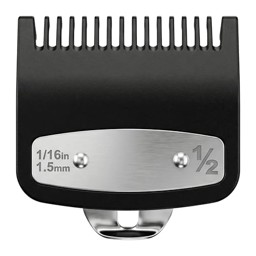 Clipper Guards Set Compatible with wahl 1/2 clipper guards 1.5 mm Metal Clipper Guide Replacement Guide Comb Attachment 1/16 for Professional Stylists and Barbers Black