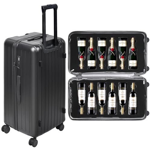 CNZLYZOY 12-Bottle Wine Suitcase for Airplanes | TSA-Approved Checked Luggage | Durable PC Hard Shell & Shockproof Foam | Maximum Protection Travel Case for Airline Transport
