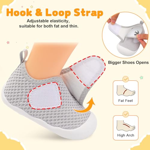 Image of FEETCITY Baby First Walking Shoes Wide Baby Shoes Infant Sneakers Newborn Crib Shoe Barefoot Lightweight Slip On Shoe