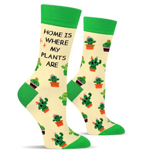 Funny Plant Socks for Women Teen Girls-HOME IS WHERE MY PLANTS ARE Novelty Fun Odd Socks for Ladies Gardening Gifts for Plant Lovers-Valentines Easter Birthday Gag Gifts Christmas Stocking Fillers