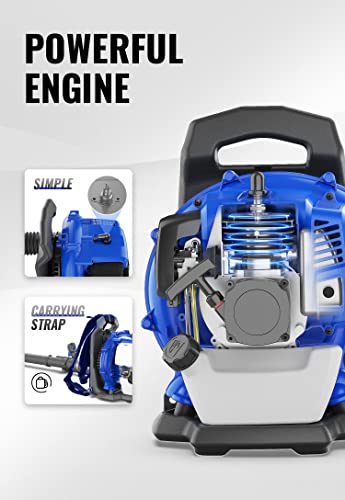 Wild Badger Power Gas Leaf Blower, Light Weight To 17.4 Lbs, Easy To Use, 43Cc Gas Powered Powerful Engine Backpack Leaf Blower, 650Cfm 152Mph 2 Cycle For Leaves, Sand, Gravel And Snow #TOP4