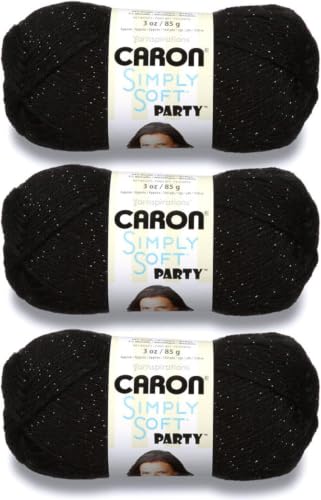 Image of Caron Simply Soft Party Black Sparkle Yarn of 85g /3oz - Acrylic - 4 Medium (Worsted) - 164 Yards - Knitting /Crochet (Pack of 36)