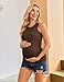 Ekouaer Maternity Tank Tops for Women Summer Sleeveless Shirts Ribbed Crew Neck Pregnancy Clothes Black/Brown/Beige L