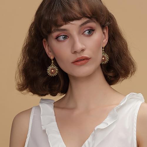 Bohemian Vintage Copper Enamel Bead Sunflower Disc Lightweight Dangle Drop Earrings Handmade Daisy Hook Earrings For Women Jewelry Gifts2