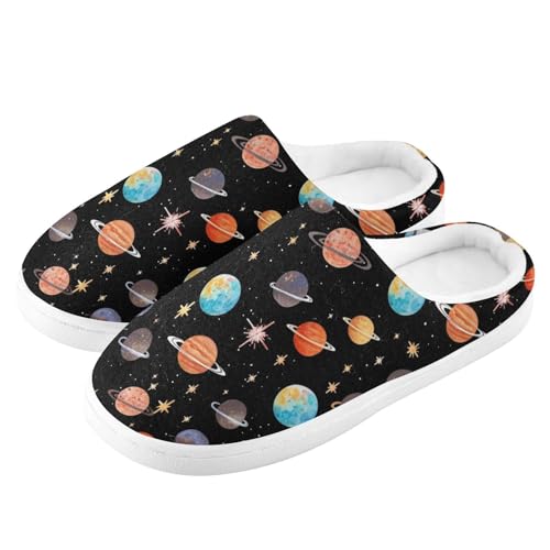JUNZAN Cosmos and Universe Stars Womens Cotton House Slippers Wide Memory Foam Guest Slippers for Spa Christmas Presents 6-74